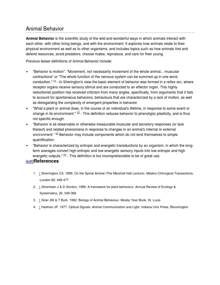Animal Behavior: References | PDF