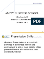 Amity Business School: MBA, Semester III Business Communication Module 2 & 3