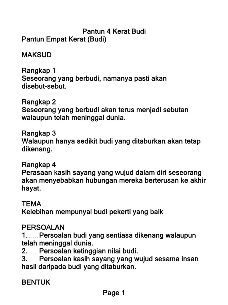 Pantun Empat Kerat Budi Pdf