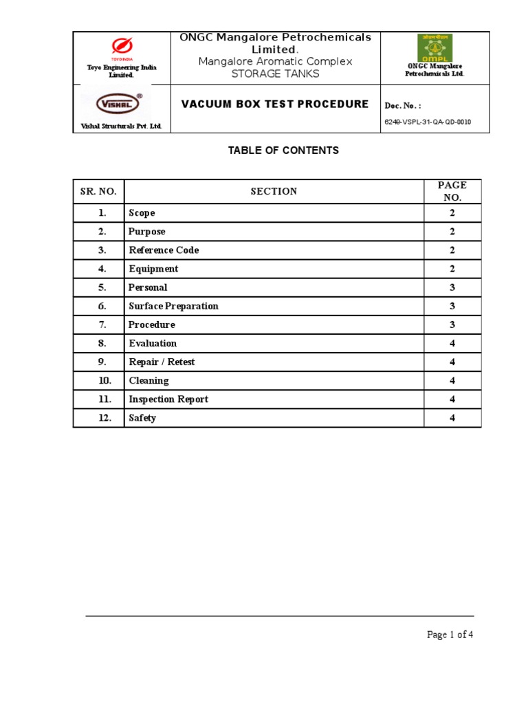 Vacuum Box Test Procedure Guide | PDF | Vacuum | Leak
