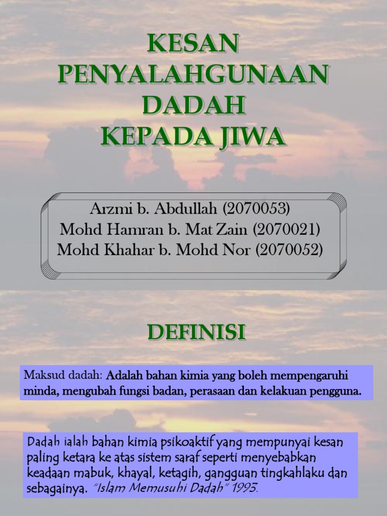 Kesan Dadah Kpd Jiwa Pdf
