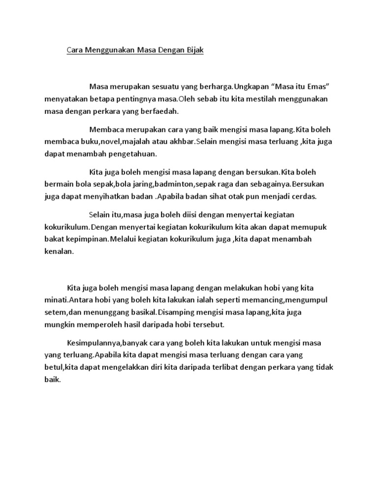 Cara Menggunakan Masa Dengan Bijak Pdf