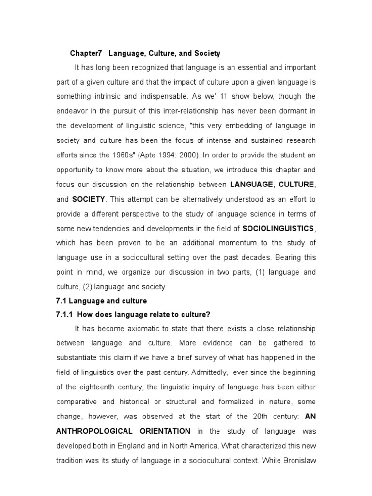 Language, Culture, and Society Overview | PDF | Sociolinguistics ...