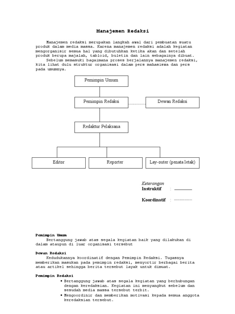 Struktur dan Manajemen Redaksi Media | PDF