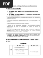 Exames Nacionais de Língua Portuguesa e Matemática - Divulgação