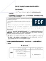 Exames Nacionais de Língua Portuguesa e Matemática - Divulgação