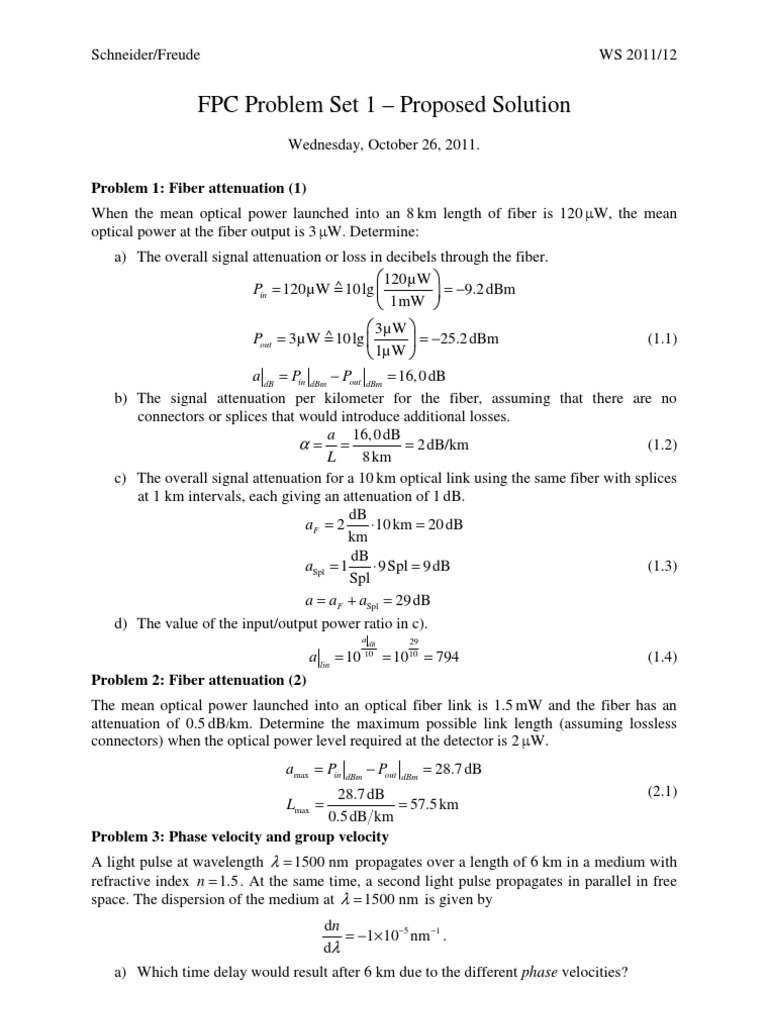 Fiber Attenuation Calculations | PDF | Decibel | Optical Fiber