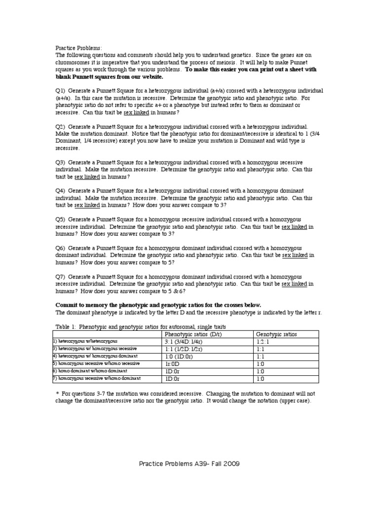 Genetics Practice Probs  Dominance (Genetics)  Zygosity Regarding Genetics Practice Problems Worksheet