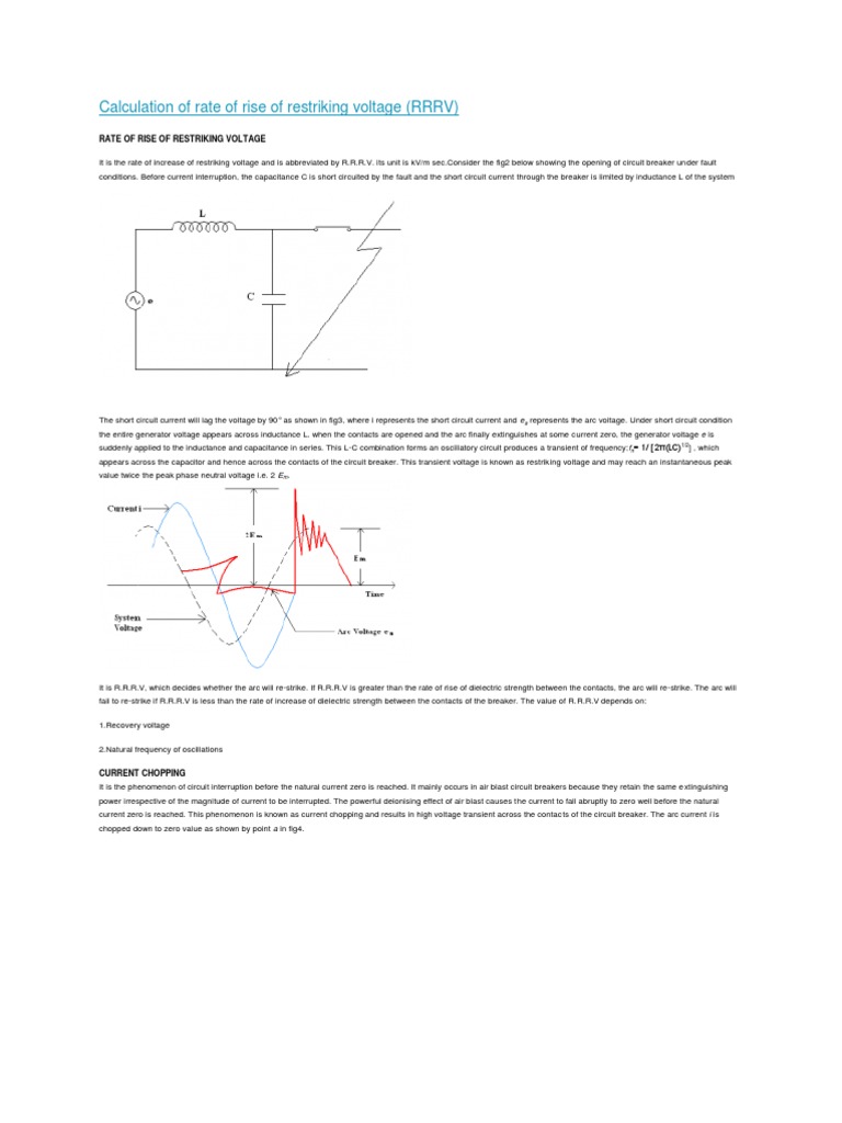 Rate of Rise of Restriking Voltage (RRRV) | PDF | Capacitor | Inductance