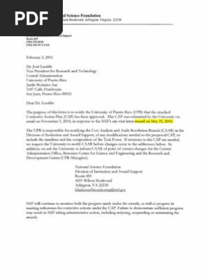 Carta NSF-Feb 3, 2011-UPR's Corrective Action Plan Approval Letter_w Notes