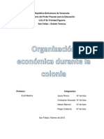 informe Organización económica  durante la colonia