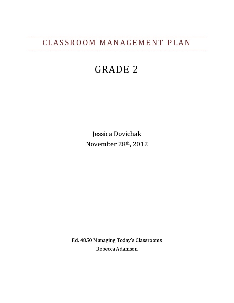 Complete Management Plan | PDF | Volunteering | Classroom