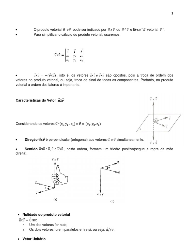 Propriedades e aplicações do produto vetorial e misto | PDF