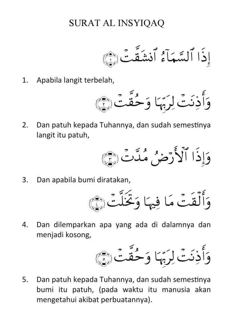 Dokumen Serupa Dengan Surat Al Insyiqaq