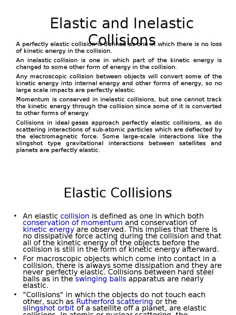 Elastic and Inelastic Collisions | PDF | Collision | Physical Quantities