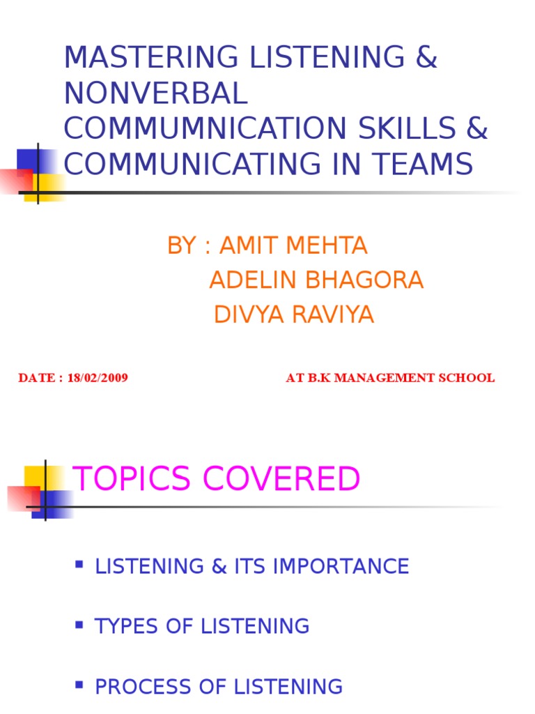 Mastering Listening & Team Communication | PDF | Memory | Nonverbal ...