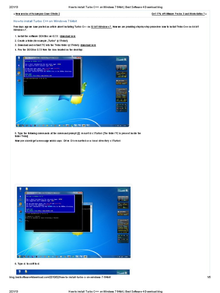 Install Turbo C++ on Windows 7 64-bit | PDF | Computers