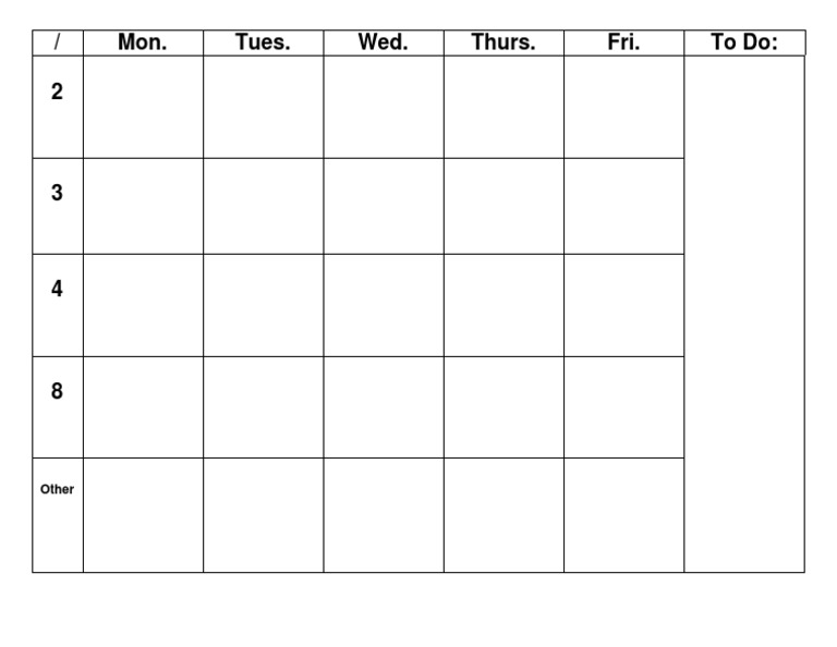 Weekly Task Schedule Overview | PDF