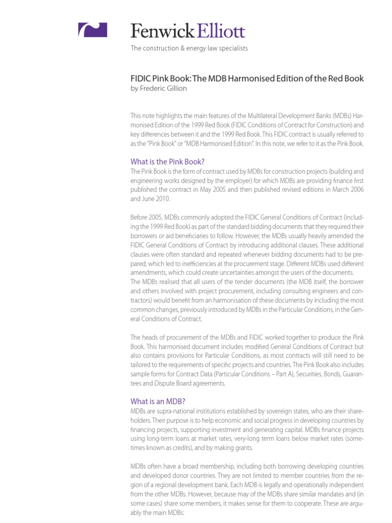 Overview of the FIDIC Pink Book | PDF | International Financial ...
