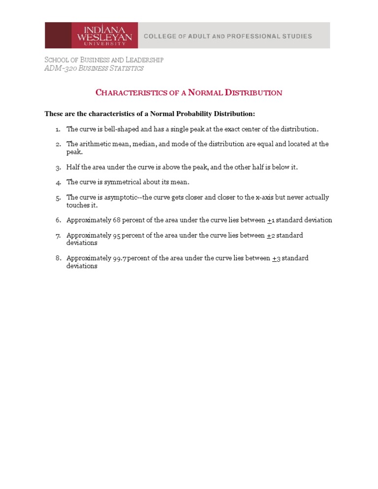 Characteristics of Normal Distribution | PDF