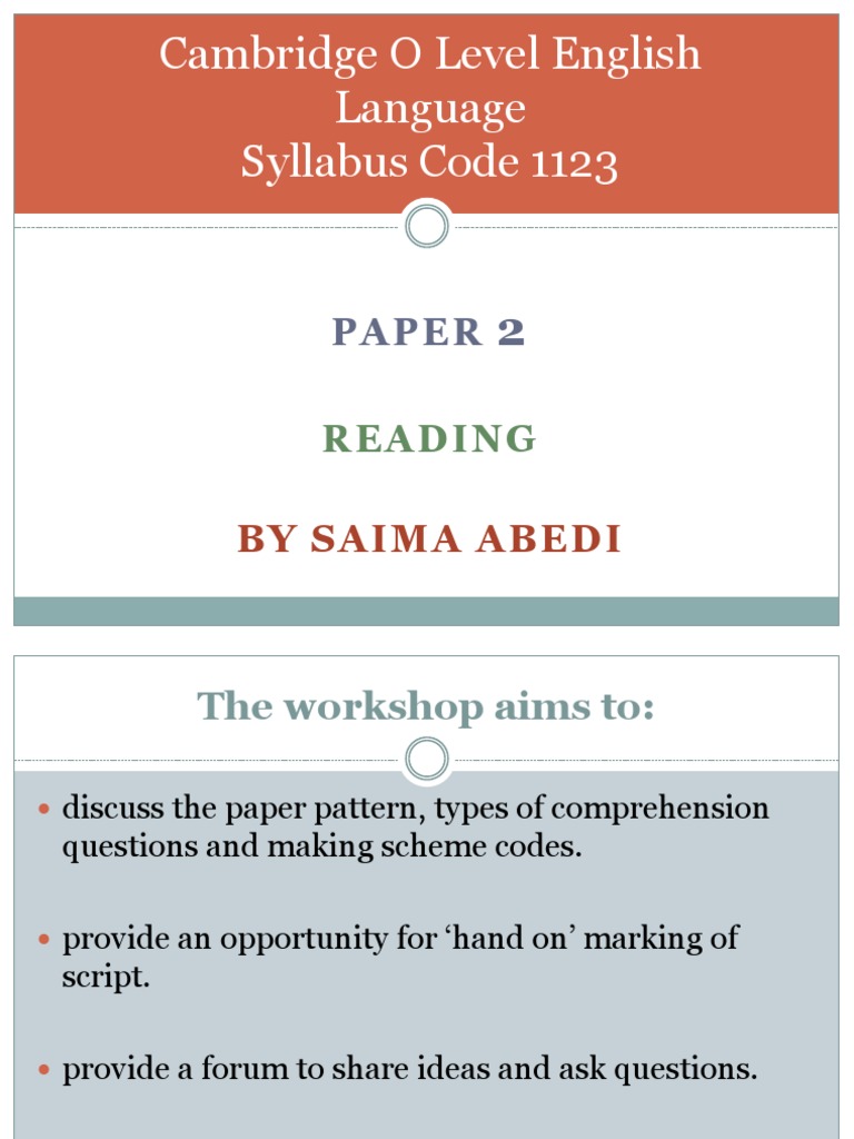 Cambridge O Level English 1123 Paper 2 Guide | PDF | Reading ...