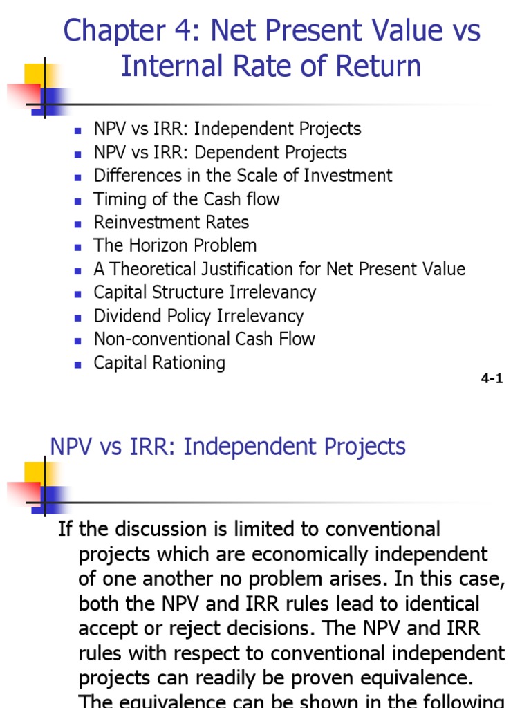 Npv Vs Irr Pdf Internal Rate Of Return Net Present Value