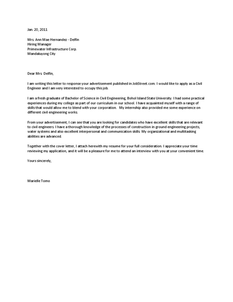 Cover Letter Examples New Graduate from imgv2-1-f.scribdassets.com