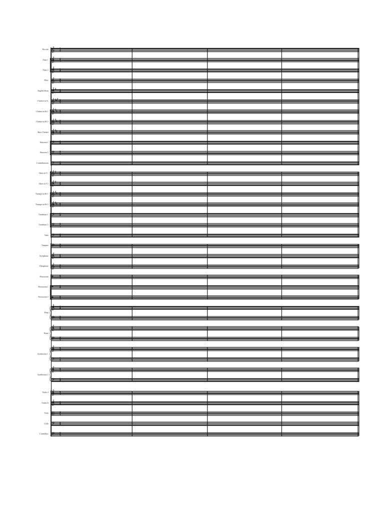 Full Orchestra blank music sheet