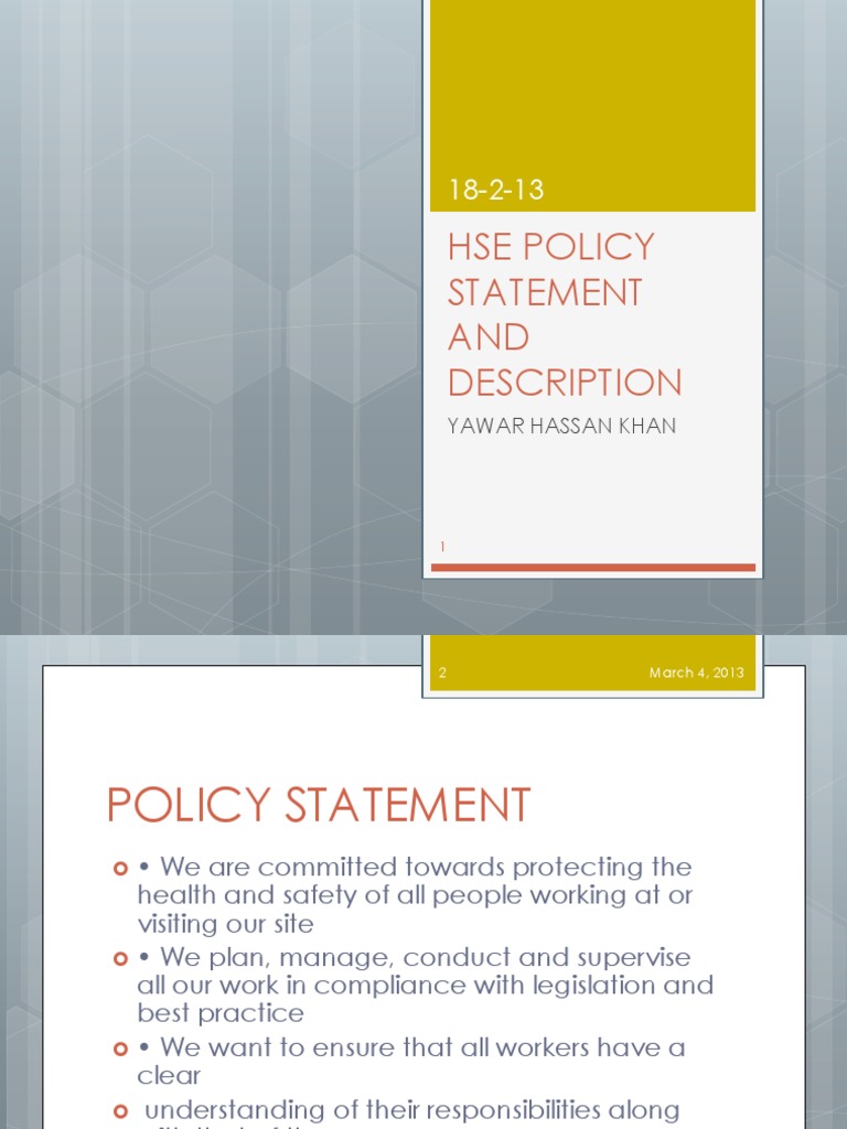 Hse Policy Statement and Description