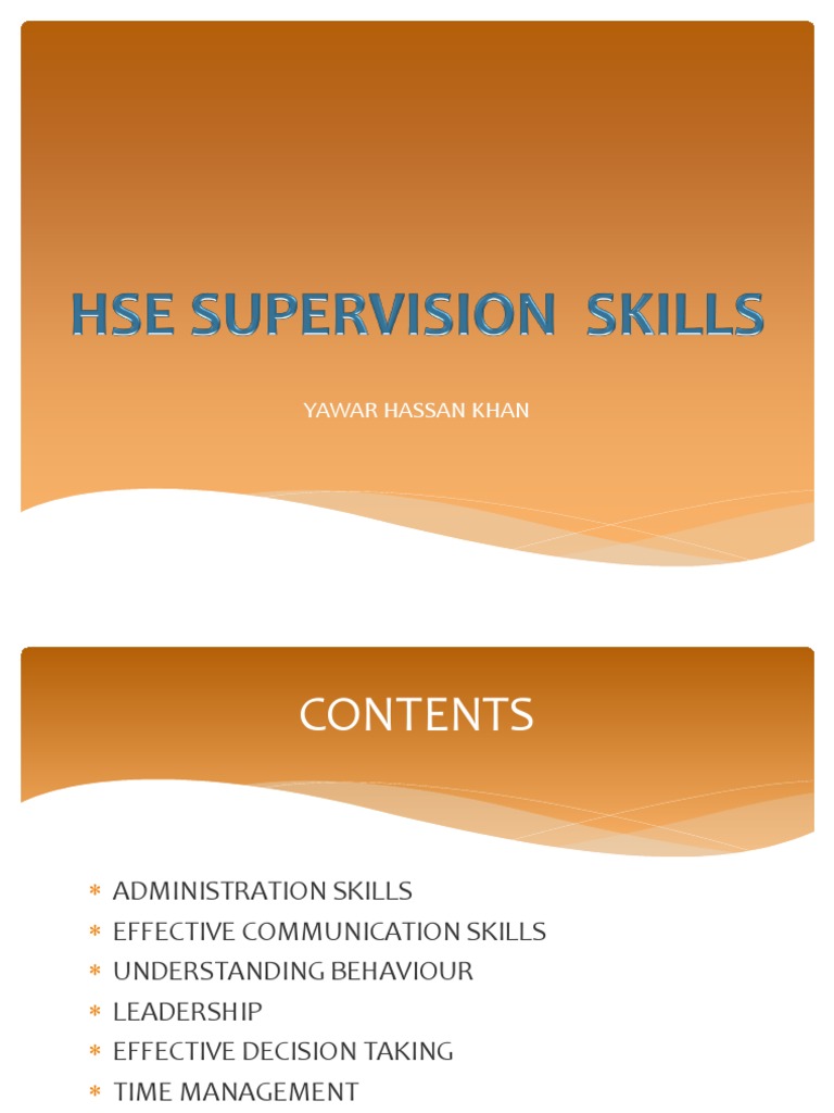 HSE Supervision: Key Roles and Skills | PDF | Leadership | Supervisor