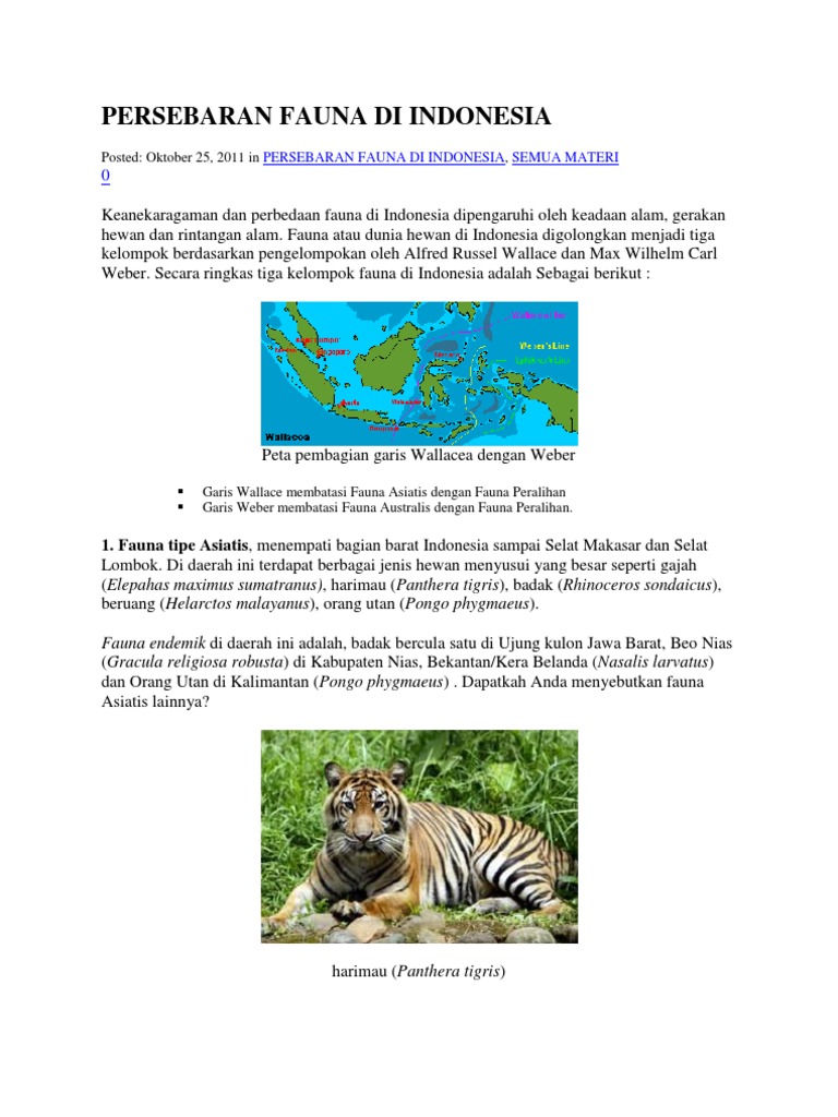 Persebaran Fauna Di