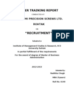 Summer Training Report on Recruitment at Lakshmi Precision Screws Ltd