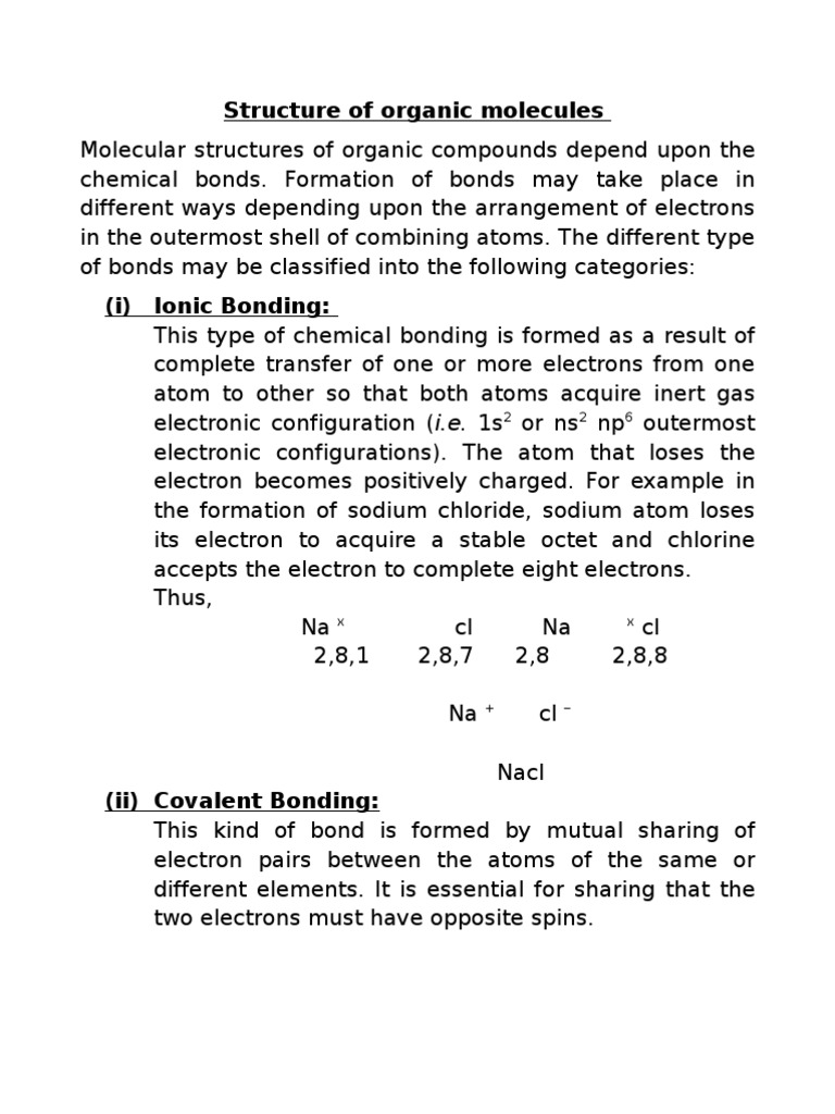Syructure of Organic Molecules | PDF | Chemical Bond | Covalent Bond