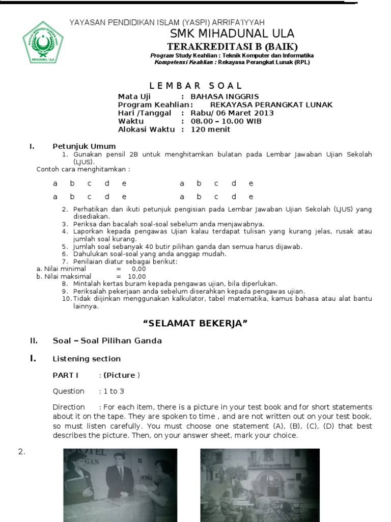 Contoh Soal Pilihan Ganda Direction Dalam Bahasa Inggris