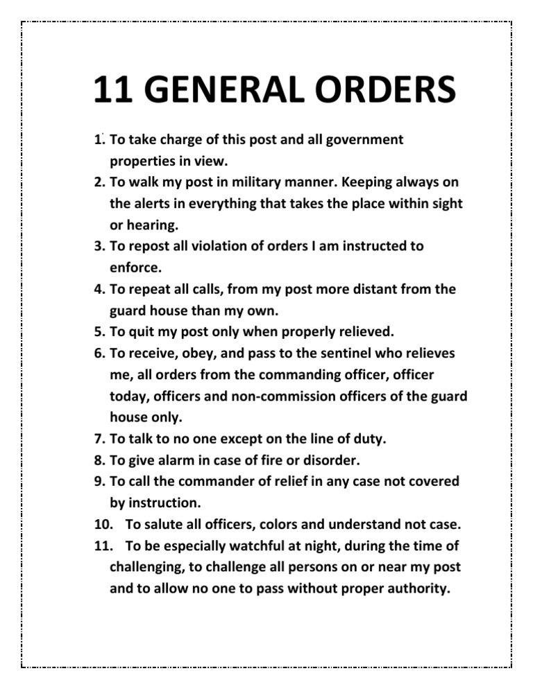 11 General Orders