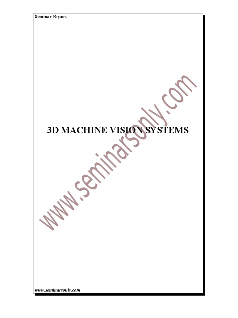 3d Machine Vision Systems PDF Stereoscopy Computer Vision