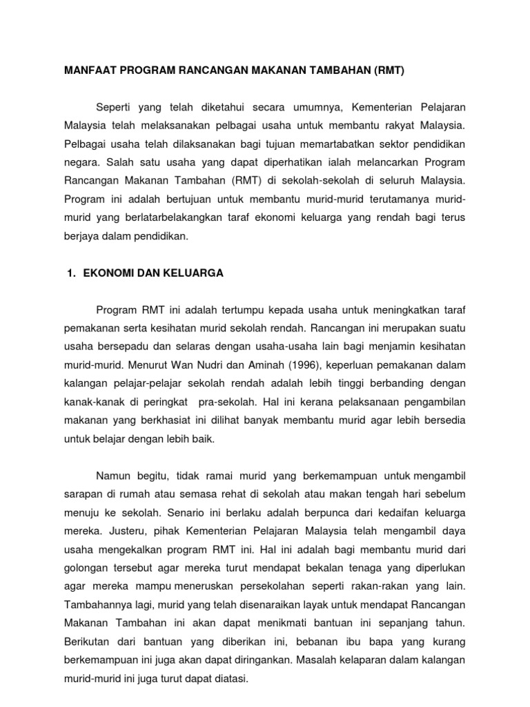 Kesan Program Rancangan Makanan Tambahan Pdf