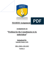 MASEEI Assignment 1: Problem For The Consultancies To Be Undertaken