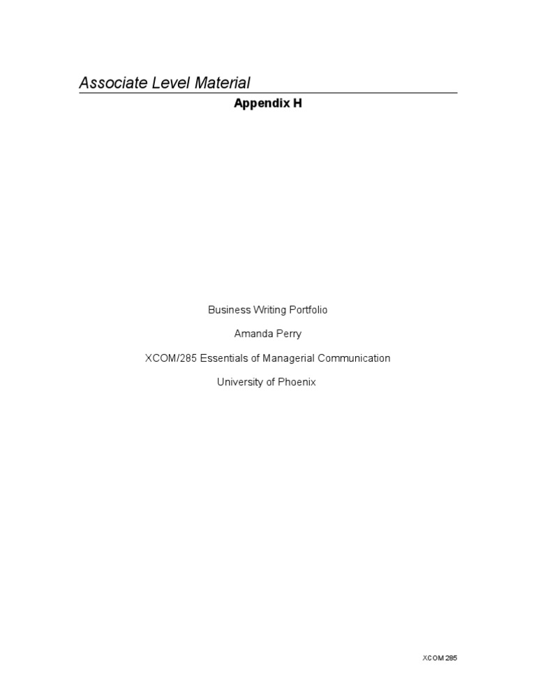 Xcom285 Wk2 Appendix H | PDF