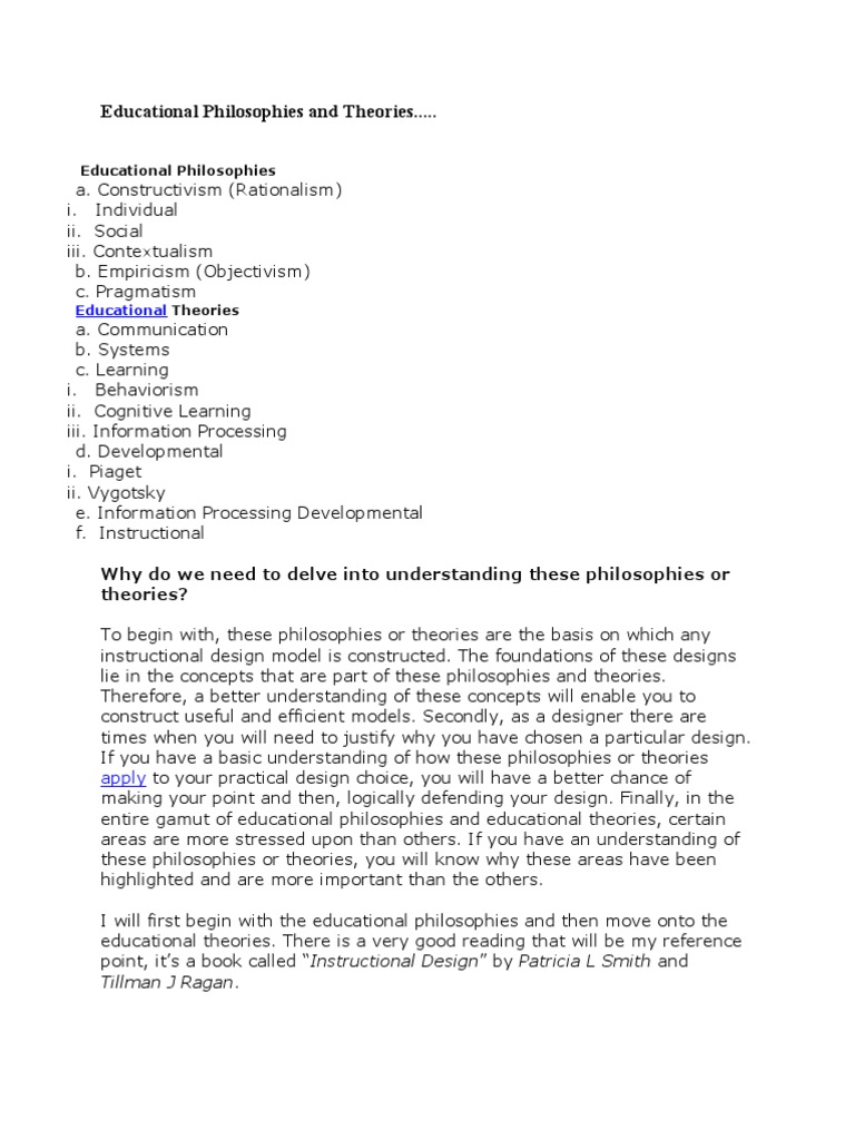 Educational Philosophies and Theories | PDF | Constructivism ...