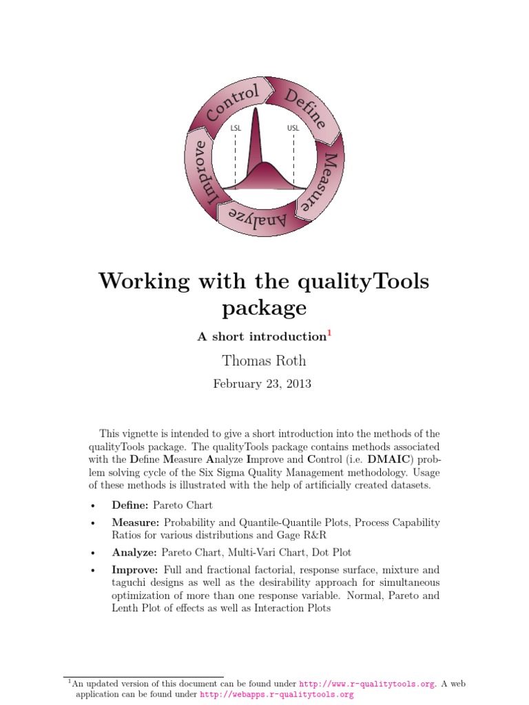 Working With The Qualitytools Package Defin PDF