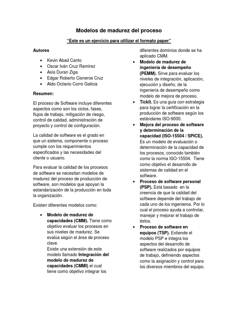 Modelos de Madurez Del Proceso | PDF