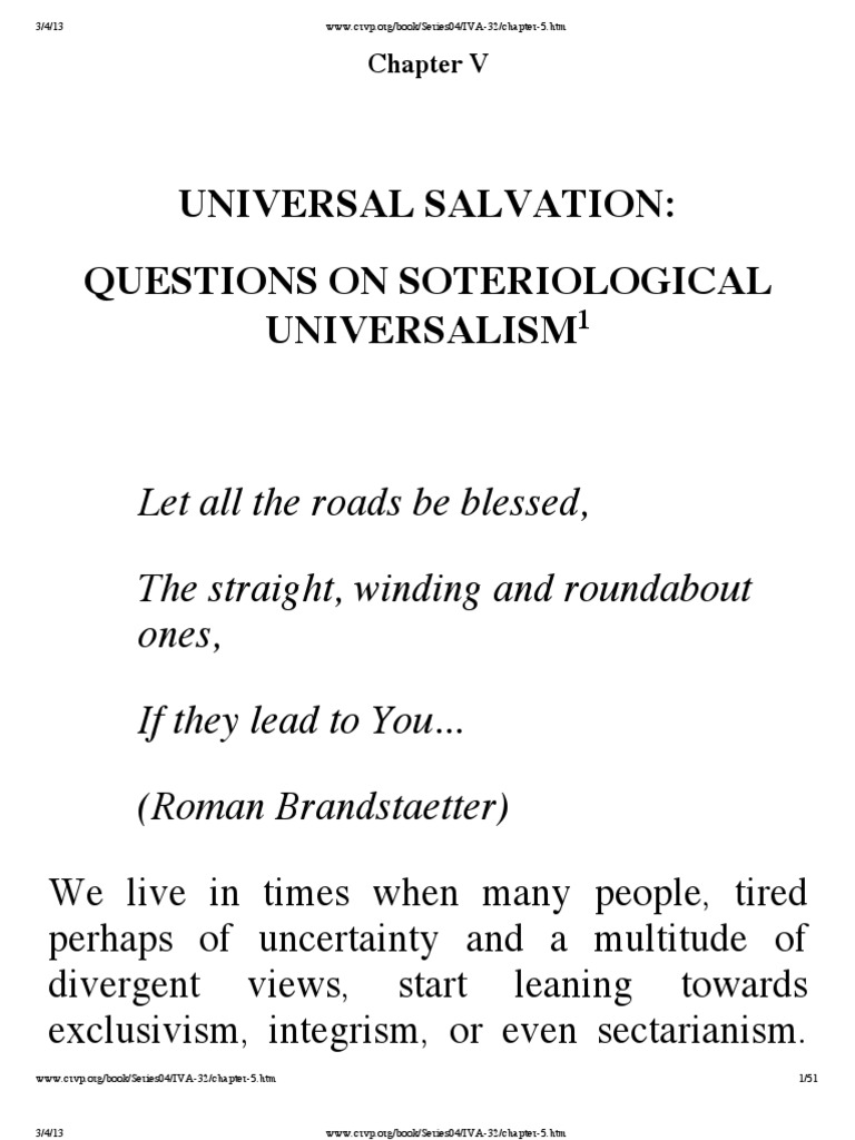Universal Salvation: Questions On Soteriological Universalism | PDF ...