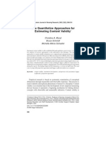 Two Quantitative Approaches For Estimating Content Validity: Christine A. Wynd Bruce Schmidt Michelle Atkins Schaefer