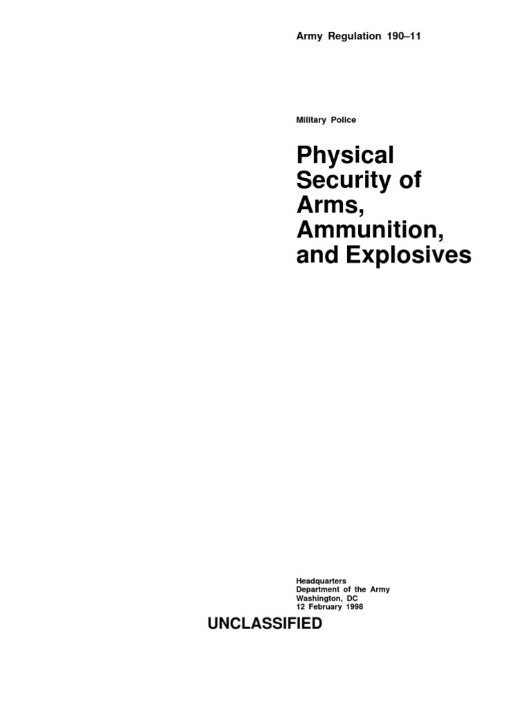 Army Regulation 190-11 Overview | PDF | Physical Security | Ammunition