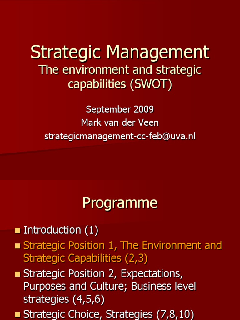 Strategic Management: SWOT Analysis Guide | PDF | Strategic Management ...