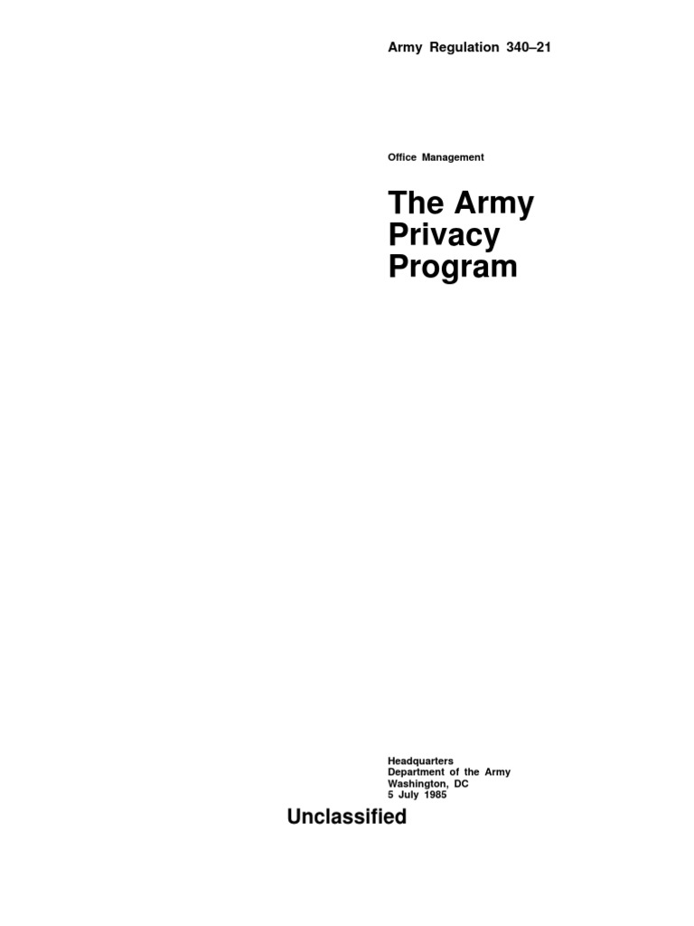 Ar 340 21 the army privacy program pdf freedom of information act