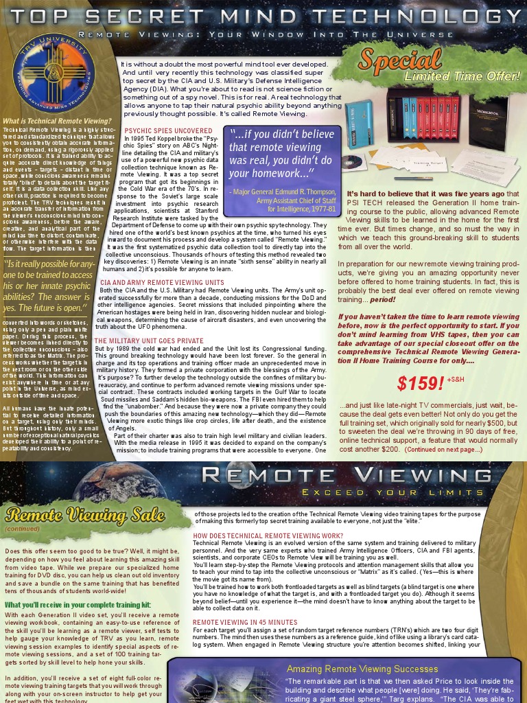 Technical Remote Viewing Training Course | PDF | Defense Intelligence ...