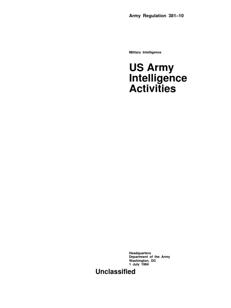 Army Regulation 381-10 Overview | PDF | United States Department Of ...