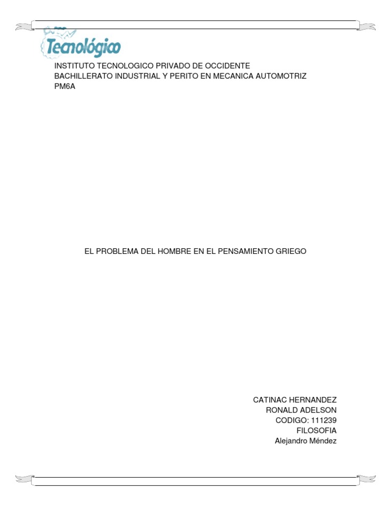 El Hombre en el Pensamiento Griego | PDF | Alma | Conocimiento